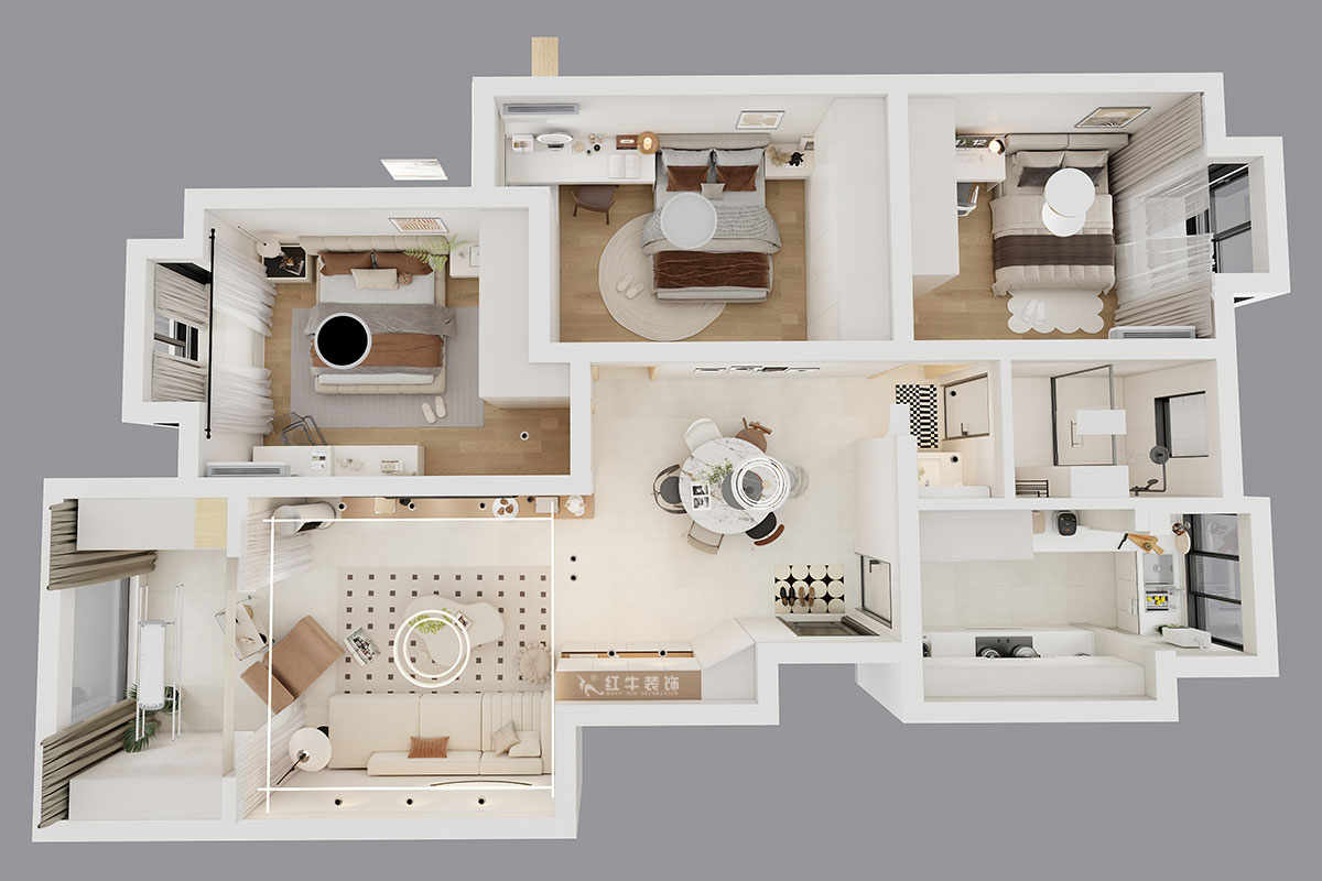 刘萍萍｜城开怡家1-2-1004-113㎡-奶油风格｜3室2厅1卫｜老房装修｜婚房装修｜定制家｜全包14